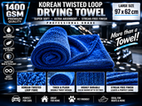 Huge 1400gsm Huge 62 x97 Size Double twisted loop Korean Drying Towel