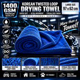 Huge 1400gsm Huge 62 x97 Size Double twisted loop Korean Drying Towel